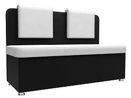 Кухонный прямой диван Маккон 2-х местный (основа экокожа белая, компаньон экокожа черная) - Фото предпросмотра