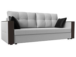 Прямой диван Валенсия Лайт (полностью экокожа белая, подушки экокожа БЕЛ/черн) - Фото предпросмотра