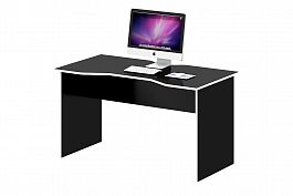 Стол для геймера "Геймерские столы" ПК-ПРА-СТГ135Х70-В1-1110 черный шагрень+белая кромка - Фото предпросмотра