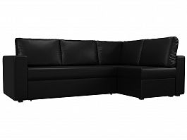 Угловой диван Оливер правый (полностью экокожа черная) - Фото предпросмотра