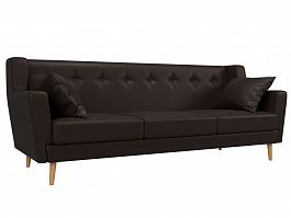 Прямой диван Брайтон 3 (полностью экокожа коричневая) - Фото предпросмотра