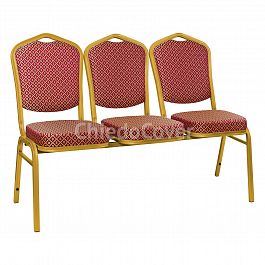 Секция из 3 стульев Хит - золото, ромб красный - Фото предпросмотра