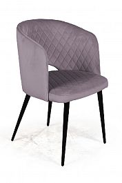 Кресло William ромб, бархат светло-серый 26/ черный конус - Фото предпросмотра