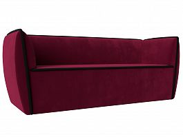 Прямой диван Бергамо 3-х местный (полностью микровельвет бордовый, кант микровельвет черный) - Фото предпросмотра