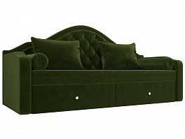 Прямой диван софа Сойер (полностью микровельвет зеленый) - Фото предпросмотра