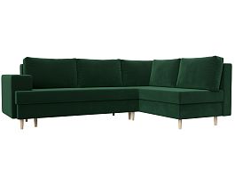 Угловой диван Сильвана правый (полностью велюр зеленый) - Фото предпросмотра