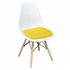Подушка на стул, галета, велюр желтый - Фото предпросмотра