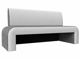 Кухонный прямой диван Кармен (основа рогожка серая, компаньон экокожа белая) - Фото предпросмотра