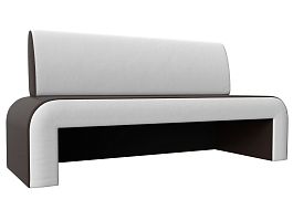 Кухонный прямой диван Кармен (основа экокожа коричневая, компаньон экокожа белая) - Фото предпросмотра