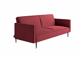 Este диван-кровать трехместный, прямой, с подлокотниками, бархат бордовый 16 - Фото предпросмотра