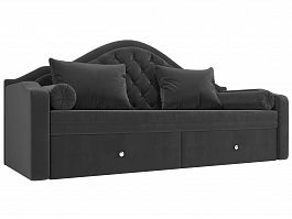 Прямой диван софа Сойер (полностью велюр серый) - Фото предпросмотра