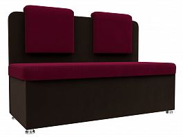 Кухонный прямой диван Маккон 2-х местный (основа микровельвет бордовый, компаньон микровельвет коричневый) - Фото предпросмотра