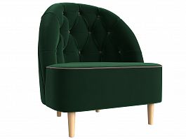 Кресло Амиса (основа велюр зеленый, кант велюр коричневый) - Фото предпросмотра