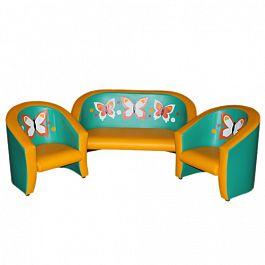Комплект игровой мебели «Совенок с аппликацией»  "Бабочки" Зелено-желтый - Фото предпросмотра