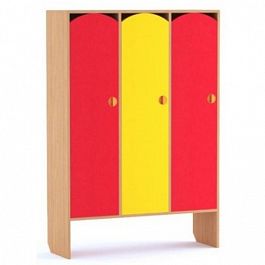 Шкафчик для одежды 3-секционный малый (цветной фасад) с нишей - Фото предпросмотра