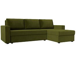 Угловой диван Траумберг Лайт правый (полностью микровельвет зеленый) - Фото предпросмотра