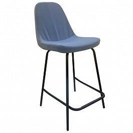 GRUPPO 396;GRUPPO 396 Барный стул Клод на опоре полубарная металлическая (арт. AL-111), флок цвет голубой - Фото предпросмотра