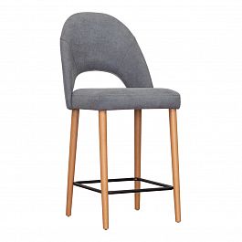 Барный стул Маллин, ножки под бук, серый велюр - Фото предпросмотра