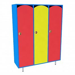 Шкафчик для одежды 3-секционный стандарт (цветной) - Фото предпросмотра