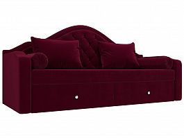Прямой диван софа Сойер (полностью микровельвет бордовый) - Фото предпросмотра