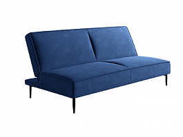 Este диван-кровать трехместный, прямой, без подлокотников, бархат синий 29 - Фото предпросмотра