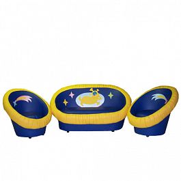 Комплект мягкой игровой мебели «Космос» сине-желтый - Фото предпросмотра