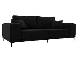 Прямой диван Льюес (полностью микровельвет черный) - Фото предпросмотра