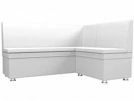 Кухонный угловой диван Уют правый (полностью экокожа белая) - Фото предпросмотра