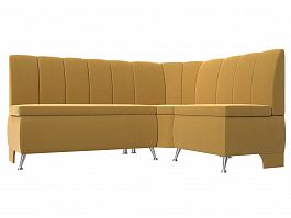 Кухонный угловой диван Кантри правый (полностью микровельвет желтый) - Фото предпросмотра