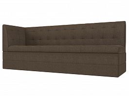Кухонный диван Бриз с левым углом (полностью рогожка коричневая) - Фото предпросмотра