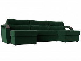 П-образный диван Форсайт (полностью велюр зеленый) - Фото предпросмотра