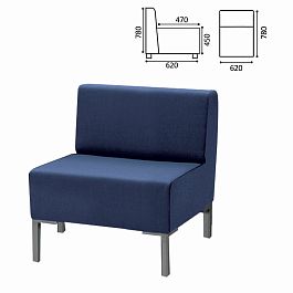 Кресло мягкое "Хост" М-43, 620х620х780 мм, без подлокотников, экокожа, темно-синее - Фото предпросмотра