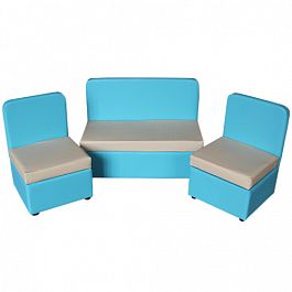 Комплект мягкой мебели «Теремок 4-х местный» голубо-бежевый - Фото предпросмотра