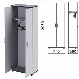 Шкаф для одежды "Монолит", 740х390х2050 мм, цвет серый, ШМ49.11 - Фото предпросмотра