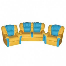 Комплект мягкой игровой мебели «Пузатик» желто-голубой - Фото предпросмотра