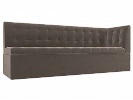 Кухонный диван Бриз с углом (полностью велюр коричневый) - Фото предпросмотра