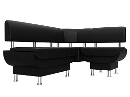 Кухонный угловой диван Альфа правый (полностью экокожа черная) - Фото предпросмотра