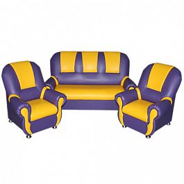 Комплект мягкой игровой мебели «Добрый Гном «ЛЮКС» фиолетово-желтый - Фото предпросмотра