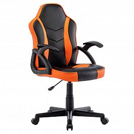 Кресло компьютерное BRABIX "Shark GM-203", экокожа, черное/оранжевое, 532513 - Фото предпросмотра
