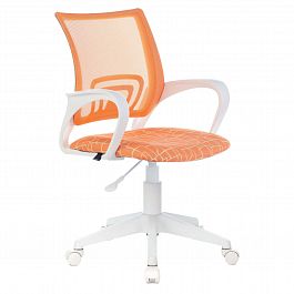Кресло BRABIX "Fly MG-396W", с подлокотниками, пластик белый, сетка, оранжевое с рисунком "Giraffe", 532402, MG-396W_532402 - Фото предпросмотра