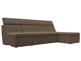 Угловой модульный диван Холидей Люкс (полностью рогожка коричневая) - Фото предпросмотра