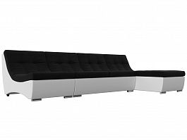 Угловой модульный диван Монреаль (основа микровельвет черный, компаньон экокожа белая) - Фото предпросмотра