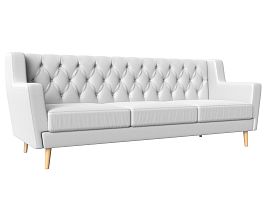 Прямой диван Брайтон 3 Люкс (полностью экокожа белая) - Фото предпросмотра