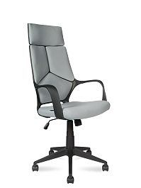 Кресло офисное / IQ / (black+grey) черный пластик / светло серая ткань - Фото предпросмотра