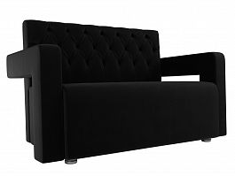 Прямой диван Рамос Люкс 2-х местный (полностью микровельвет черный) - Фото предпросмотра