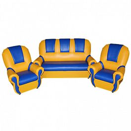 Комплект мягкой игровой мебели «Добрый Гном «ЛЮКС» желто-синий - Фото предпросмотра