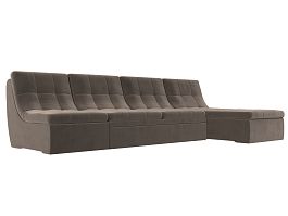 Угловой модульный диван Холидей (полностью велюр коричневый) - Фото предпросмотра