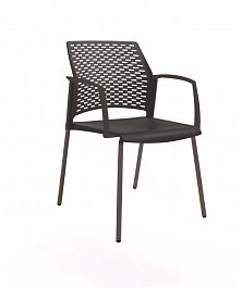 REWIND стул с закрытыми подлокотниками каркас черный/пластик черный "Кресла для посетителей"  ТК-001854000025 черный - Фото предпросмотра