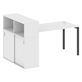 Metal System Quattro Стол письменный с шкафом-купе на П-образном м/к 40БП.РС-СШК-3.3 Т Белый/Антрацит металл 1810*1120*1098 - Фото предпросмотра