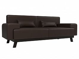 Прямой диван Мюнхен (полностью экокожа коричневая) - Фото предпросмотра